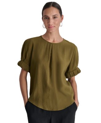 Women's Puff-Sleeve Pleated Blouse