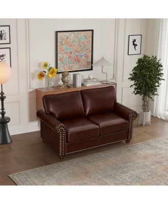 Living Room Sofa Loveseat Chair Burgundy Faux Leather