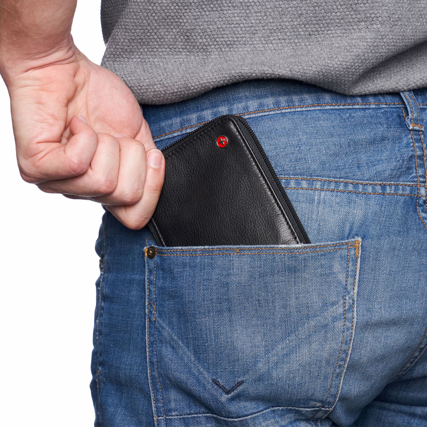 Men's Logan Zipper Bifold Wallet | All-Around Zip Closure | 13 Card Slots 2 Bill Sections | RFID Protected Premium Leather | Gift Box