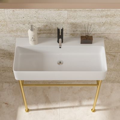  Bathroom Console Sink with Gold Legs
