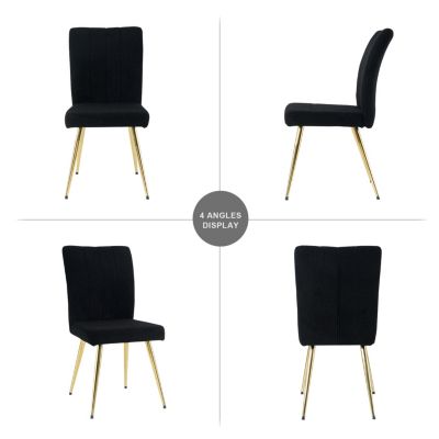 Teddy Wool Dining Chairs with Goldplated Legs (Set of 4)
