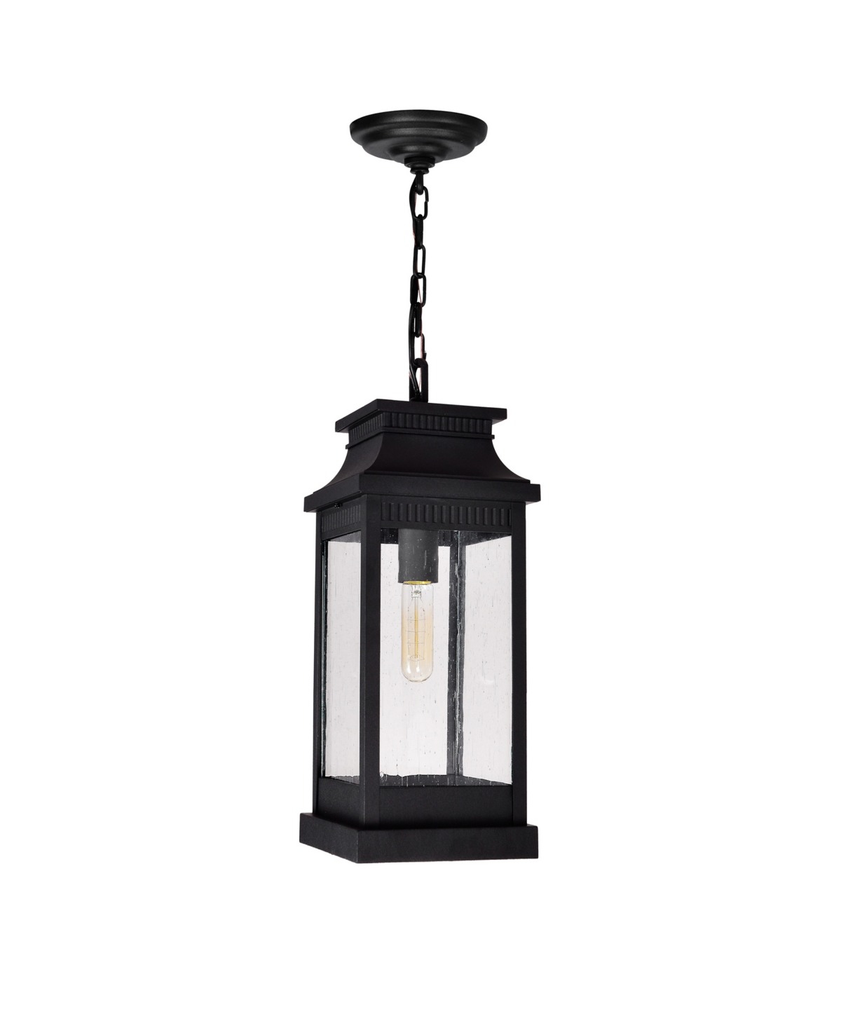 Cwi Lighting 18.25" Metal Milford 1 Light Outdoor Pendant In Black