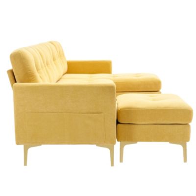  110" L-Shape Convertible Sectional Sofa with Ottoman