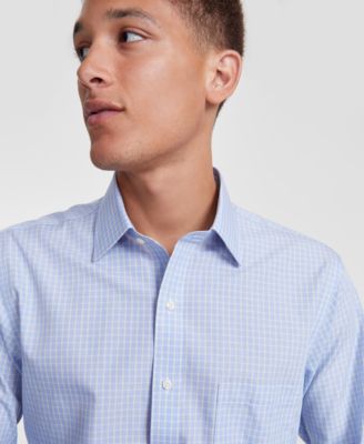 Men's Regular-Fit Non-Iron Spread Collar Check Broadcloth Dress Shirt