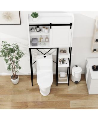 Barn Door Over-The-Toilet Cabinet with Adjustable Shelves