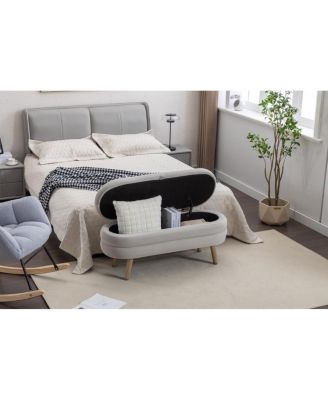 Velvet Storage Bench with Wood Legs