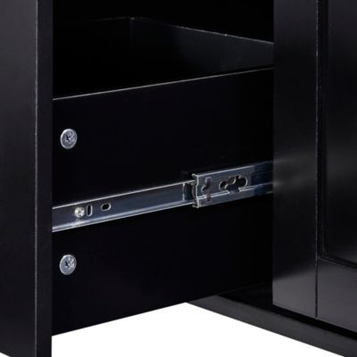 43"D MDF, Rubber Wood 3 Drawers, Slide-Out Shelves, Spice Rack, Wheels Kitchen Island Cart