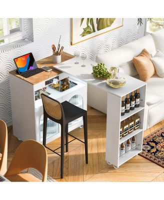 Streamdale Portable Kitchen Island with LED Lights & Storage