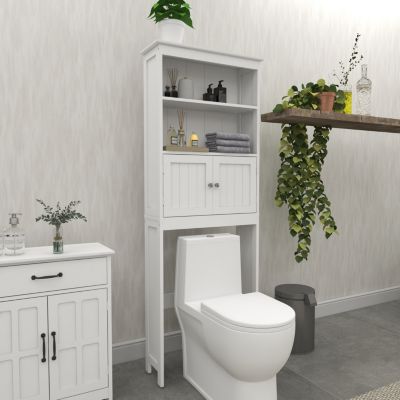 Over-the-Toilet 2-Tier Storage Shelf with Doors