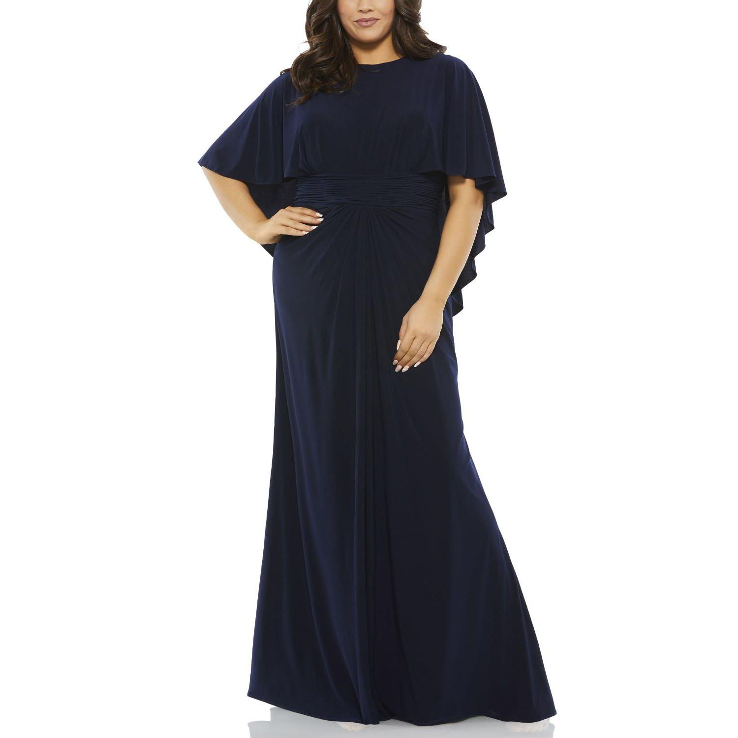 Women's Jersey Cape Sleeve A Line Gown