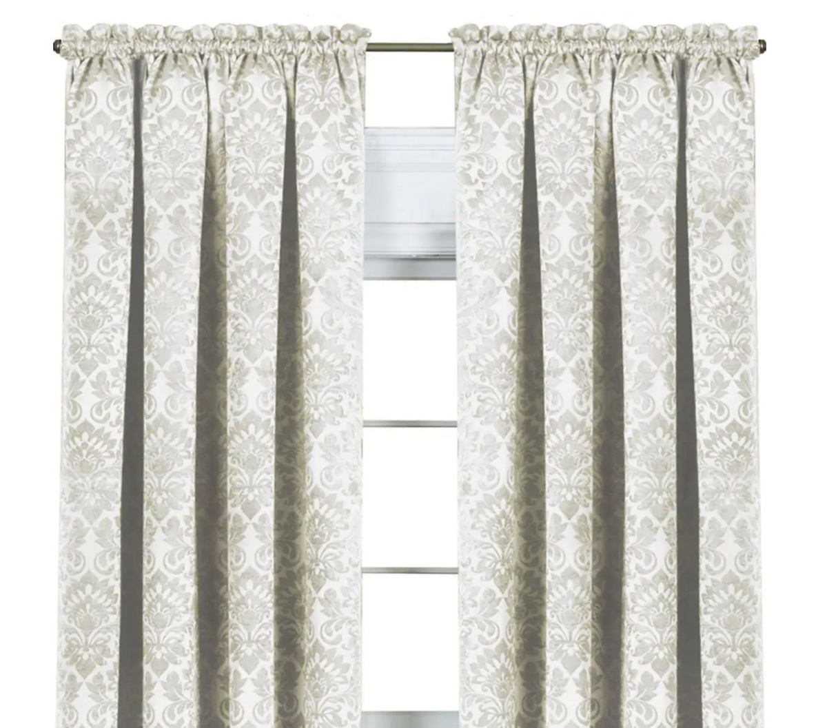 Kate Aurora Royal Living 2 Piece Rod Pocket Damask Design 95% Blackout Curtain Panels - 84 in. Long - Brown