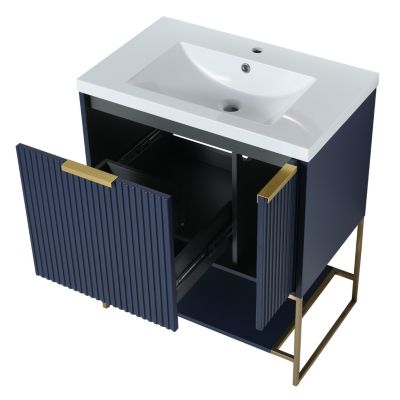 30 Inch Freestanding Bathroom Vanity With Resin Basin, 30x18