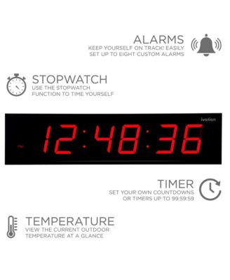 Large Digital Clock, 36" LED Wall Clock with Alarms, Timer & More
