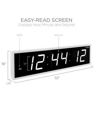 Large Digital Clock, 72" LED Wall Clock with Alarms, Timer & More