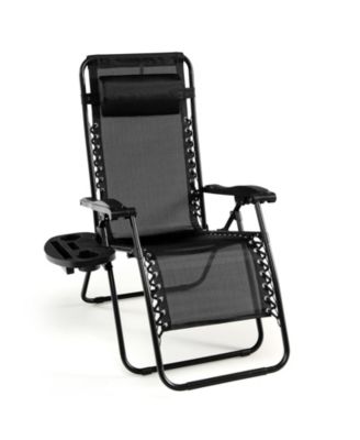 Outdoor Folding Zero Gravity Reclining Lounge Chair with Utility Tray