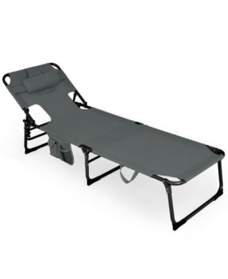 Folding Beach Lounge Chair with Pillow for Outdoor