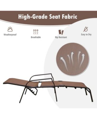2 Pieces Patio Folding Chaise Lounge Chair Set with Adjustable Back-Brown