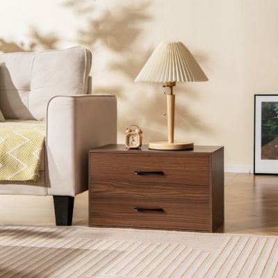 Stackable 2-Drawer Storage Cabinet with Handles for Entryway or Office Use