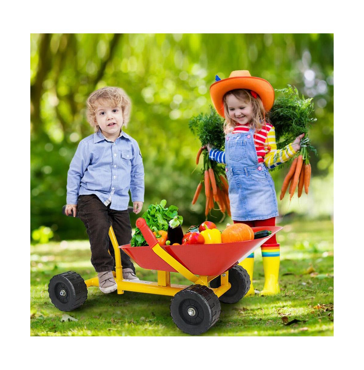 Slickblue 8" Heavy Duty Kids Ride-on Sand Dumper w/ 4 Wheels