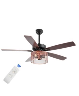Max Farmhouse Industrial Iron/Wood Mobile App remote Controlled LED Ceiling Fan