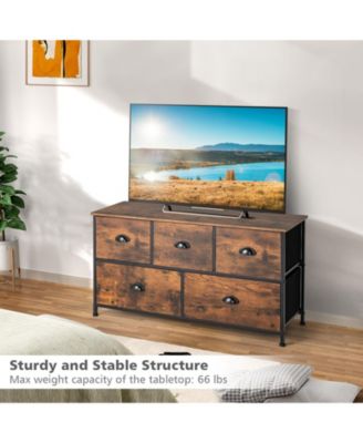 Dresser Organizer with 5 Drawers and Wooden Top-Rustic Brown