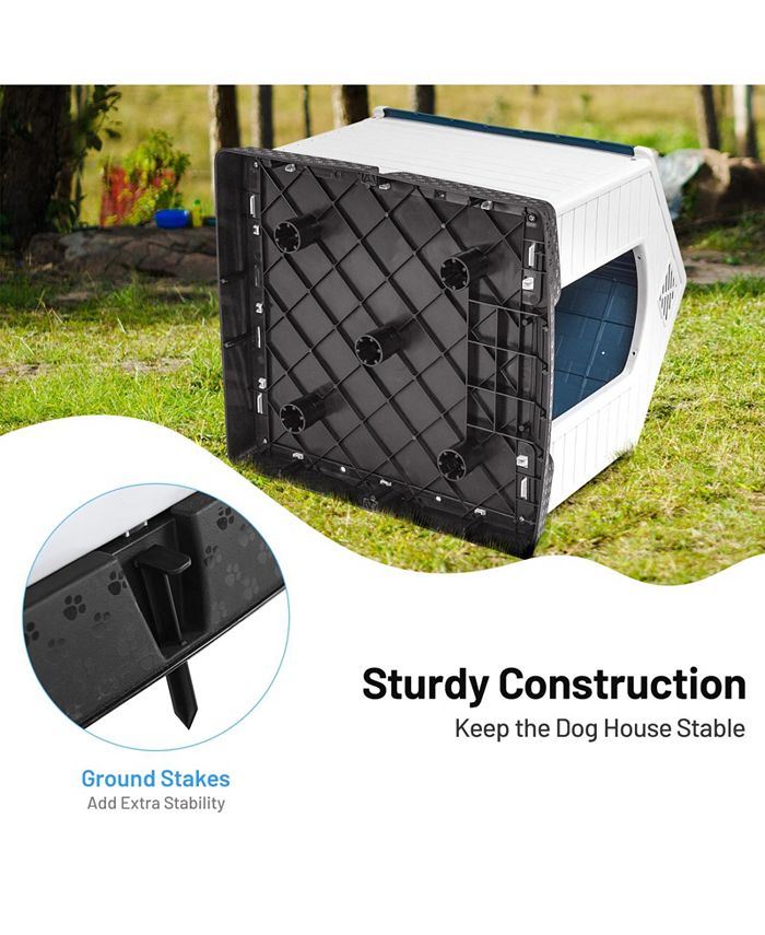 28/32H Dog House - Waterproof Plastic Outdoor Pet Shelter With Air Vents