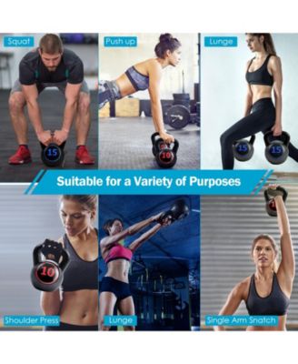 Kettlebell Set 3-Piece 5lb 10lb 15lb Weight Set for Home Workouts