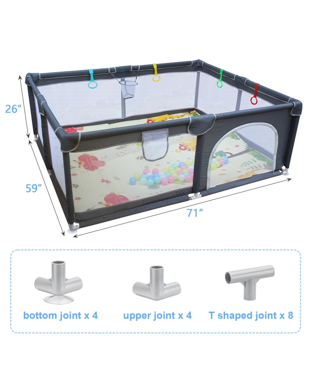Streamdale 71" x 59" Baby Playard for Indoor/Outdoor Use
