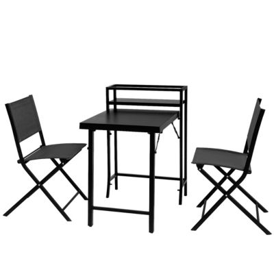 3-Piece Black Patio Bistro Set