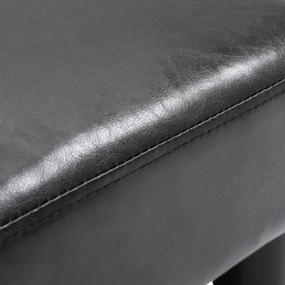 Small Faux Leather Ottoman Footrest, Black