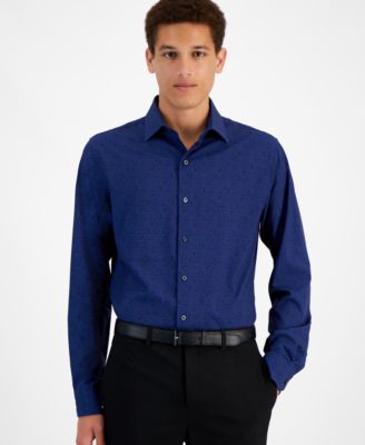 Alfani - Men's Carlo Slim-Fit Performance Stretch Dot-Print Dress Shirt