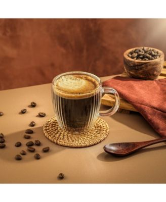 Fluted Glass 5.4oz Espresso Mugs, Set of 2