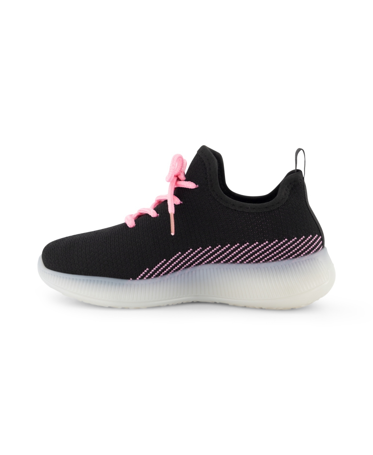 Dkny Little and Big Girls Slip On Landon Stretchy Knit Sneakers - Black and Pink