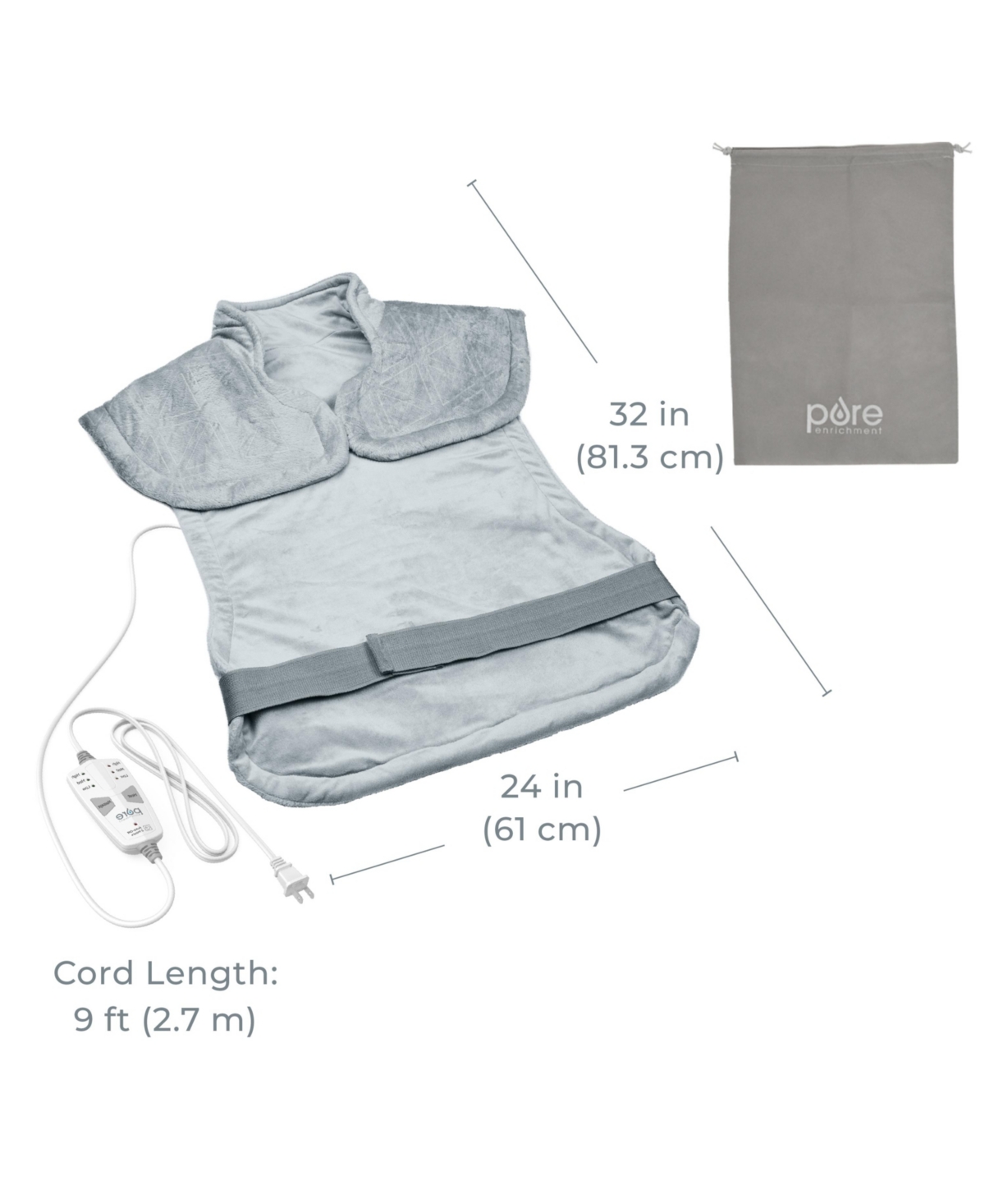 Pure Enrichment Weightedwarmth 3-in-1 Back Neck Heating Pad In Steel Gray