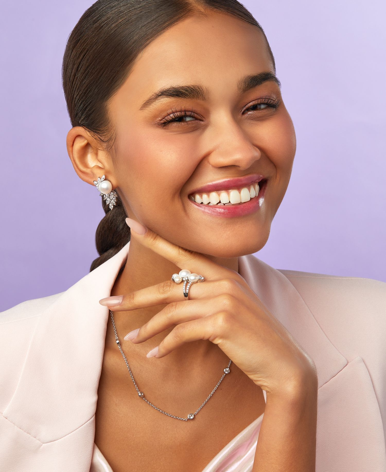 Sterling Silver Necklace, White Round-Cut Cubic Zirconia 7-Station Necklace (3-1/6 ct. t.w.)