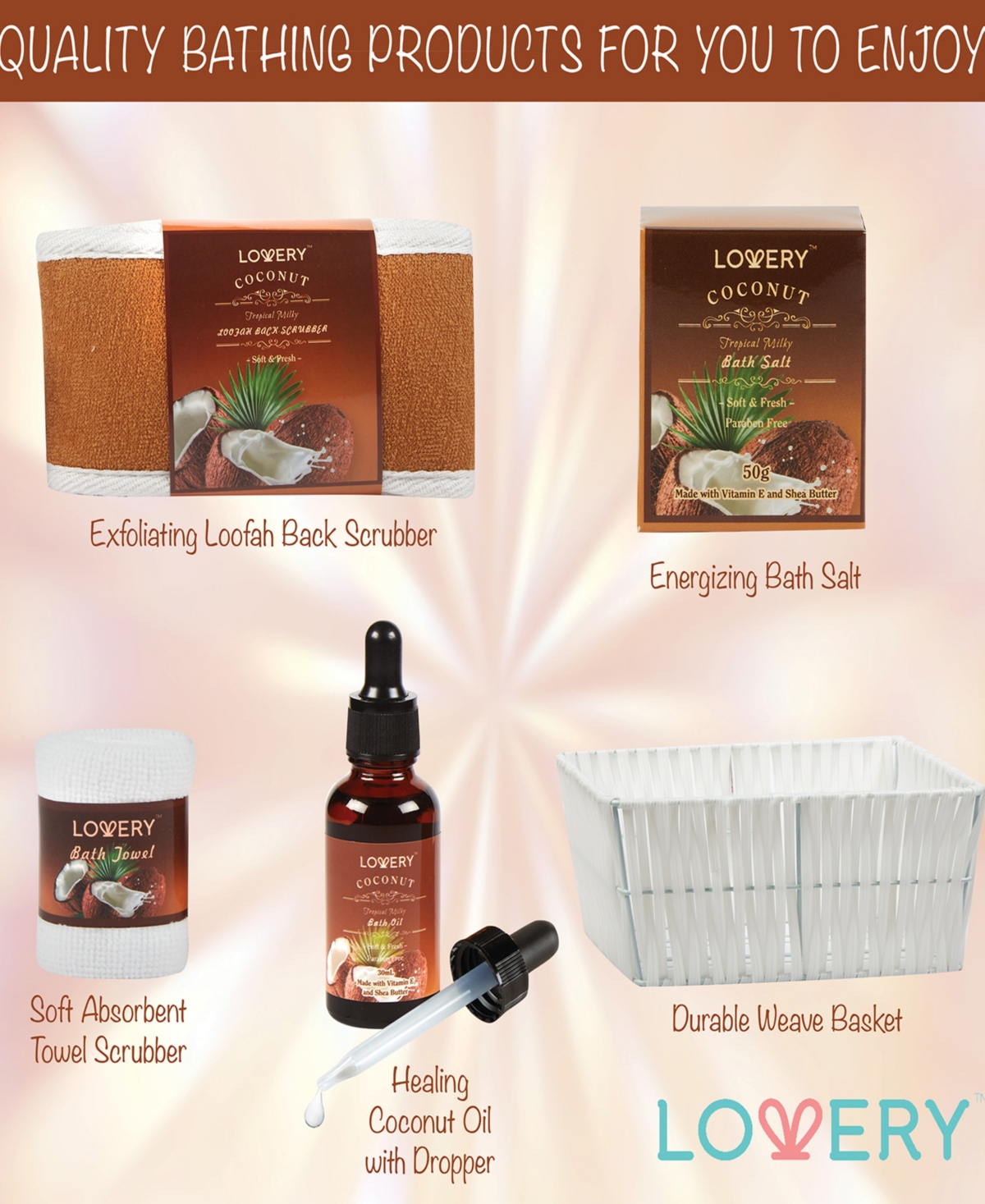 Lovery 9-pc. Tropical Milky Coconut Bath Gift Set In No Color