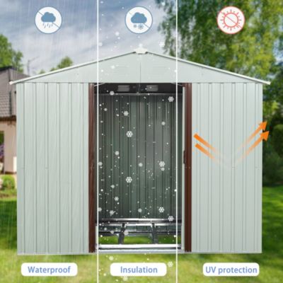 8FT X 4FT Outdoor Metal Storage Shed White Yx48