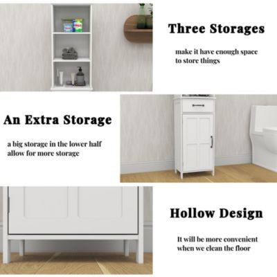 Floor Standing Cabinet With 1 Door And 1 Drawer - White