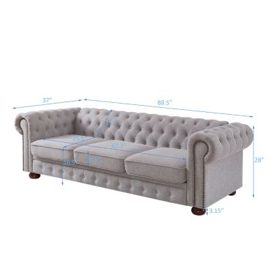 Chesterfield Sofa In Linen Fabric
