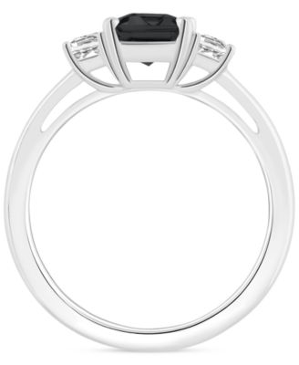 Onyx & White Topaz (3/4 ct. t.w.) Emerald-Cut Statement Ring in Sterling Silver 