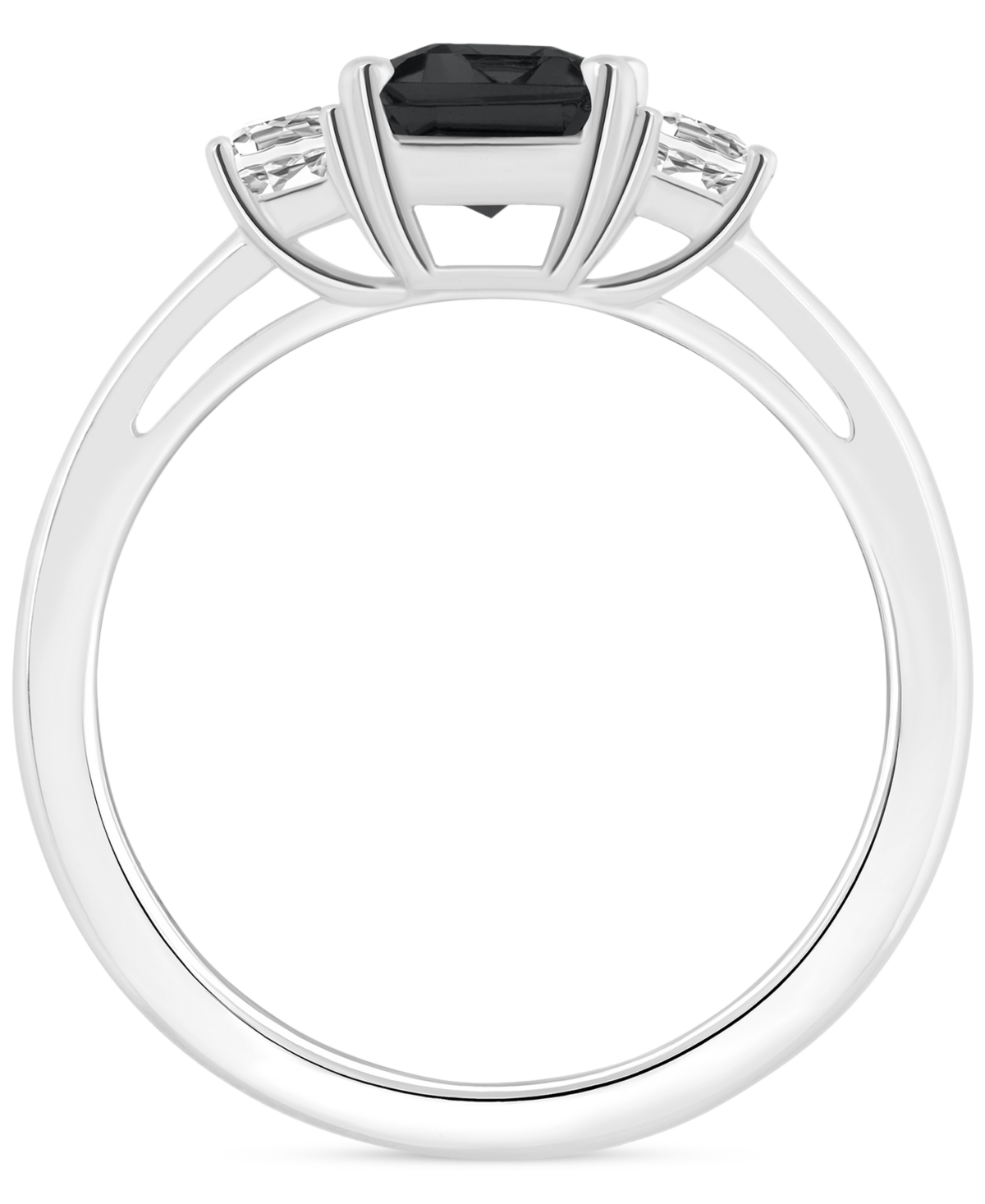 Macy's Onyx & White Topaz (3/4 Ct. T.w.) Emerald-cut Statement Ring In Sterling Silver In Onyx