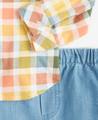 Baby Boys Game Day Plaid Shirt & Pants Set, Created for Macy's