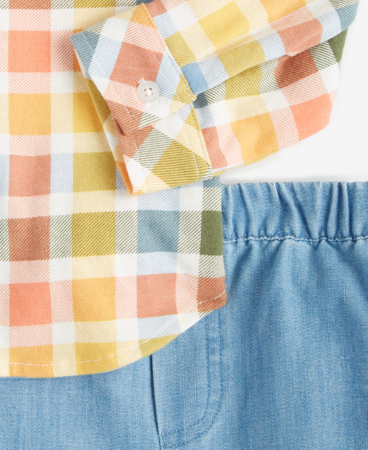 First Impressions Baby Boys Game Day Plaid Shirt & Pants Set, Created for Macy's
