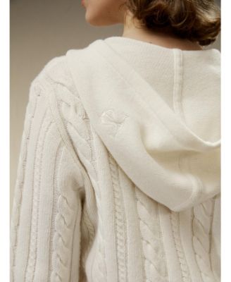 Bela Cable-Knit Wool-Cashmere Blend Hoodie for Women