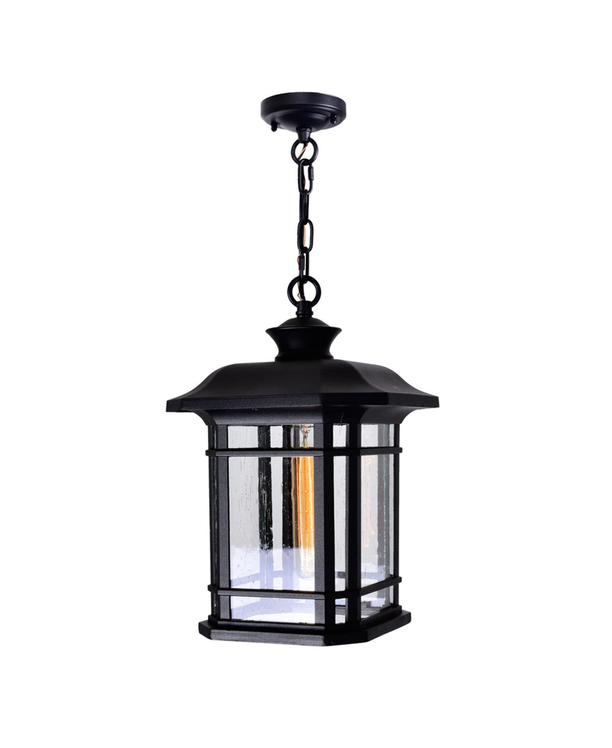 Cwi Lighting 15" Metal Blackburn 1 Light Outdoor Pendant In Black
