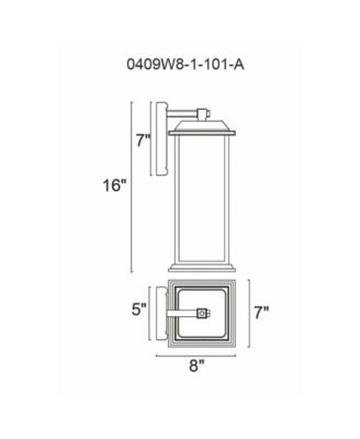 16.4" Metal Blackbridge 1 Light Outdoor Wall Lantern
