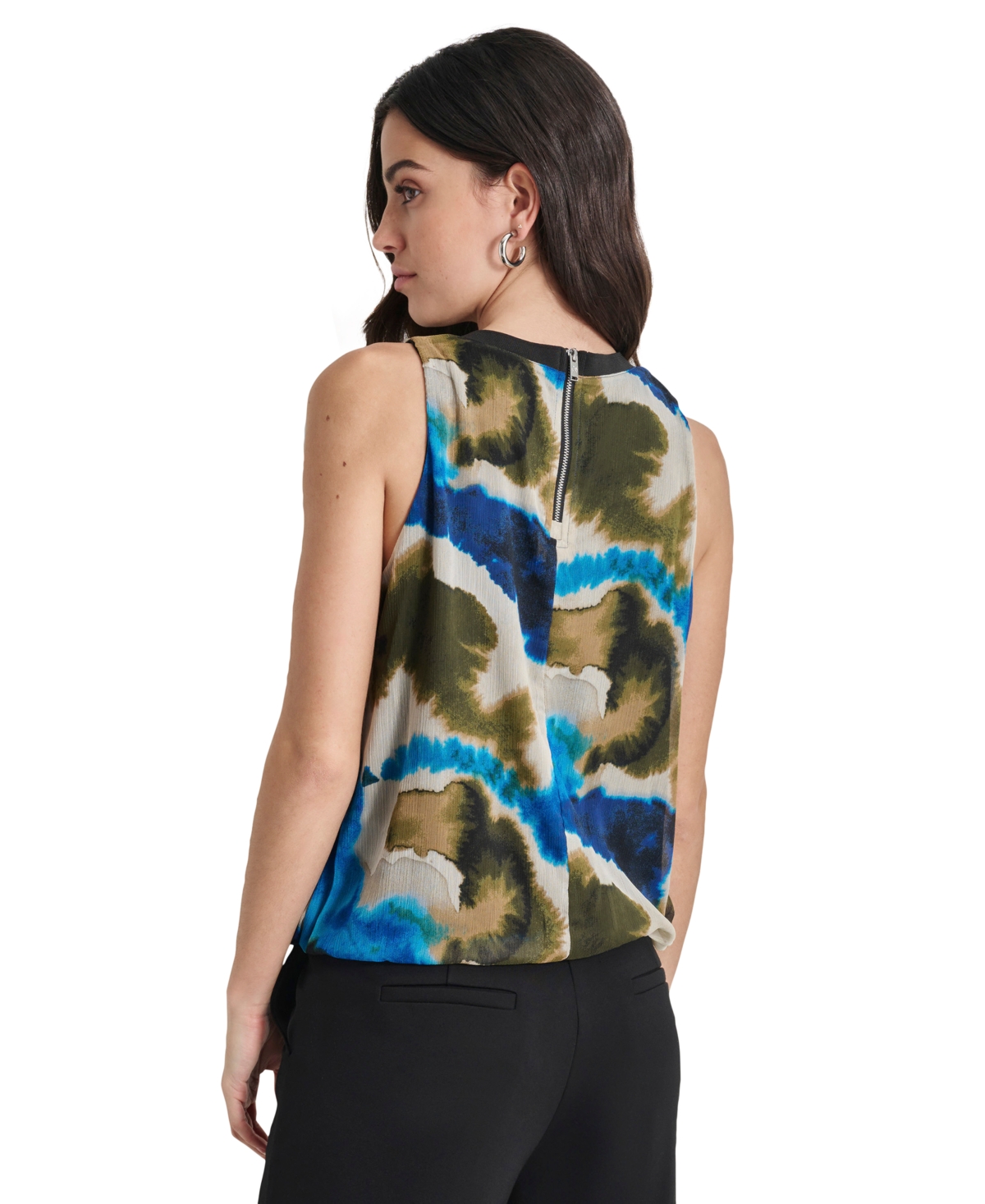 Dkny Women's Printed Chiffon Sleeveless Blouse