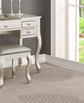 Silver Vanity Set with Unique Legs and Cushion Seat