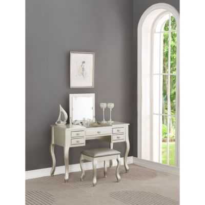 Silver Vanity Set with Unique Legs and Cushion Seat