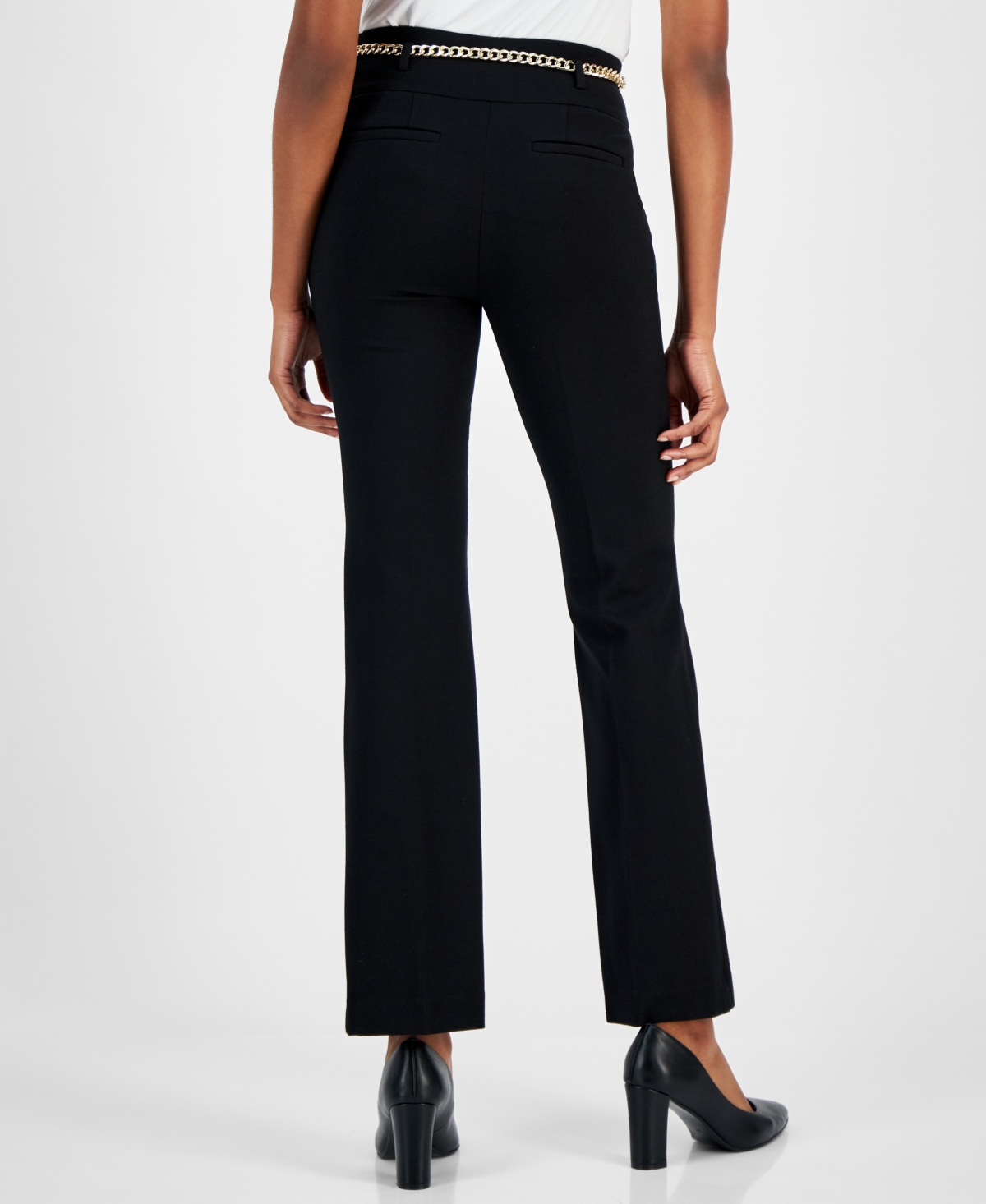 Anne Klein Women's Belted High-Rise Pull-On Pants